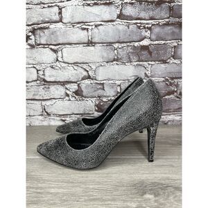 All Saints Grey Leather Lena Pumps Stiletto Pointed Heels Women Sz 39EU/8.5M US